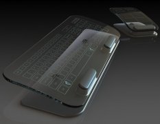 概念設(shè)計使用玻璃材質(zhì)做成的多點觸控鍵盤！